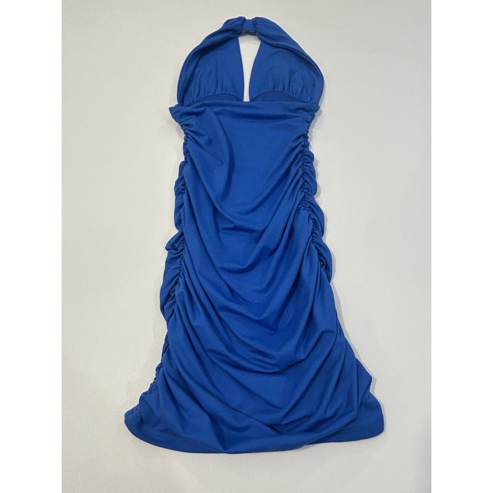 Princess Polly Jordy Halter Mini Dress Blue Ruched Women's Size 0 / Zero - Picture 4 of 9